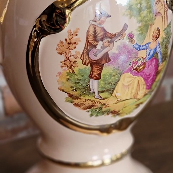 Vintage Mid Century Urn Style Pink Porcelain Table Lamp Signed Fragonard - Picture 6 of 12